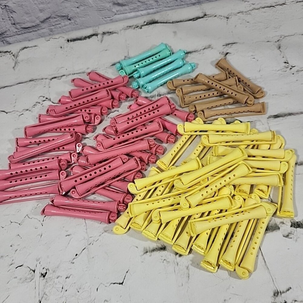 Vintage Goody Perm Rod Rollers With Swing Arm Large Lot Of 72 In 4‎ Colors USA